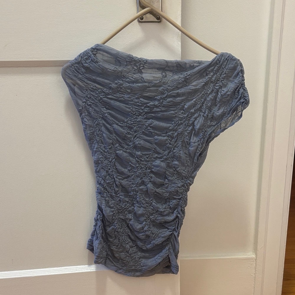 Zara Blue Textured Women's Blouse